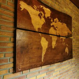 Weltkarte Holz