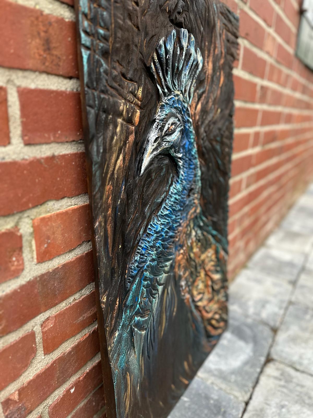 Wandrelief Holz (Pfau) – Bild 2